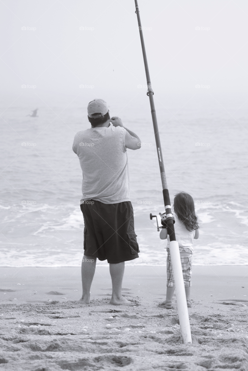 beach fishing black and white fathers day by sher4492000