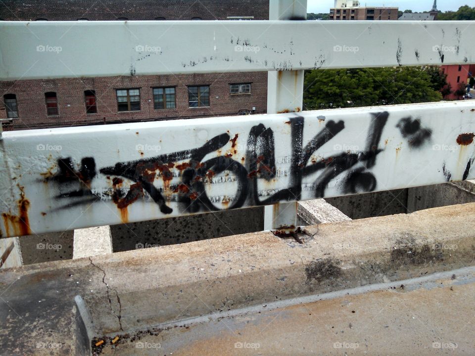 Rooftop Graffiti. Graffiti on the roof of the Prince Street Parking Garage in downtown Lancaster, PA