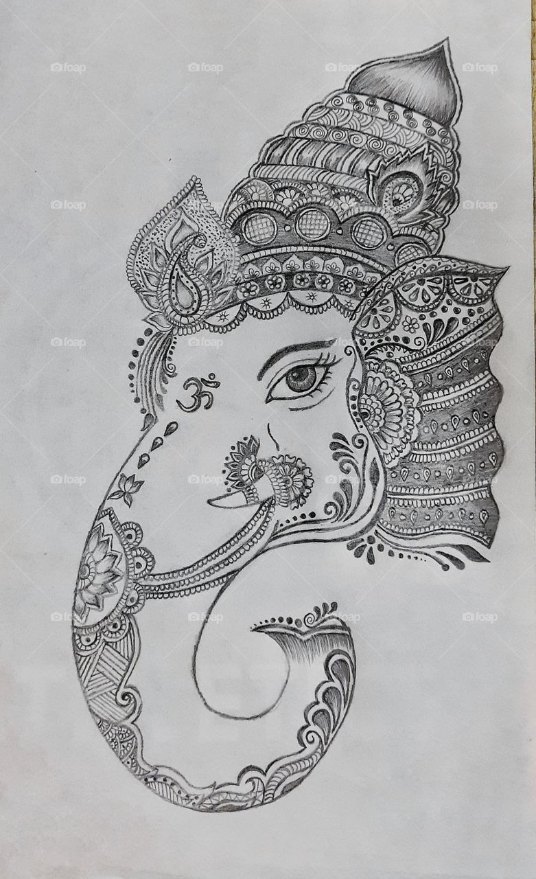 In this photo I captured a beautiful ganeshji zentangle drawing, Art photography, Culture, god photography, Indian culture photography