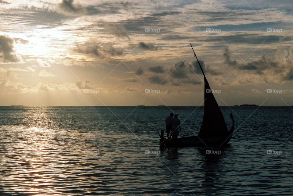 Dhow Boat at Sunset, Maldives