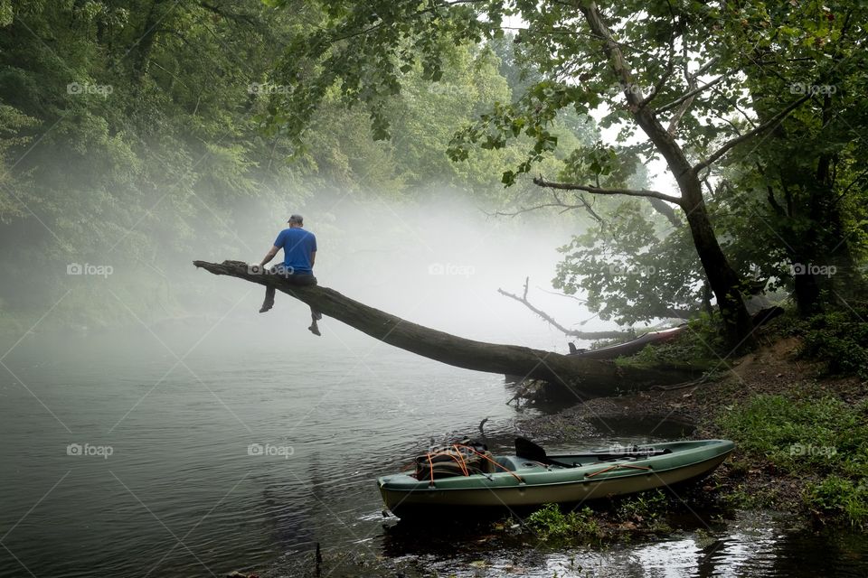 Sitting high upon a log over the river admiring the mist as it creeps by. Elk River in Franklin County Tennessee. Foap, Art of Composition. 