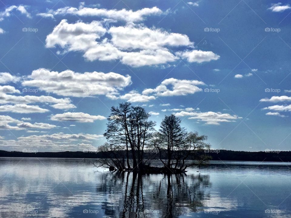 A small island in the middle of the Lake. A small island in the middle of the Lake