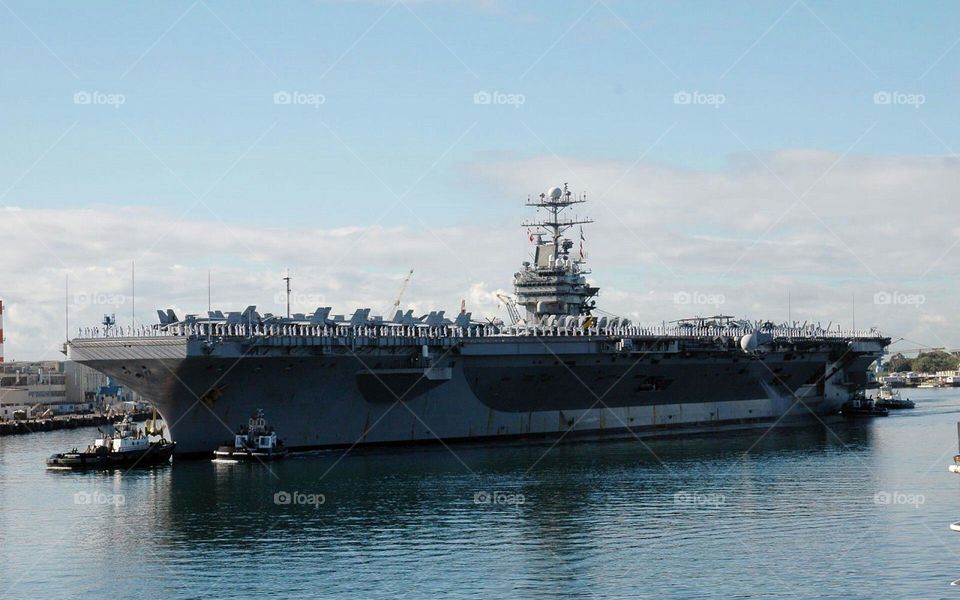aircraft carrier at port