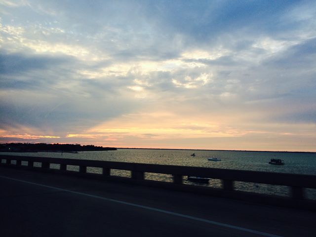The sun set over the bridge