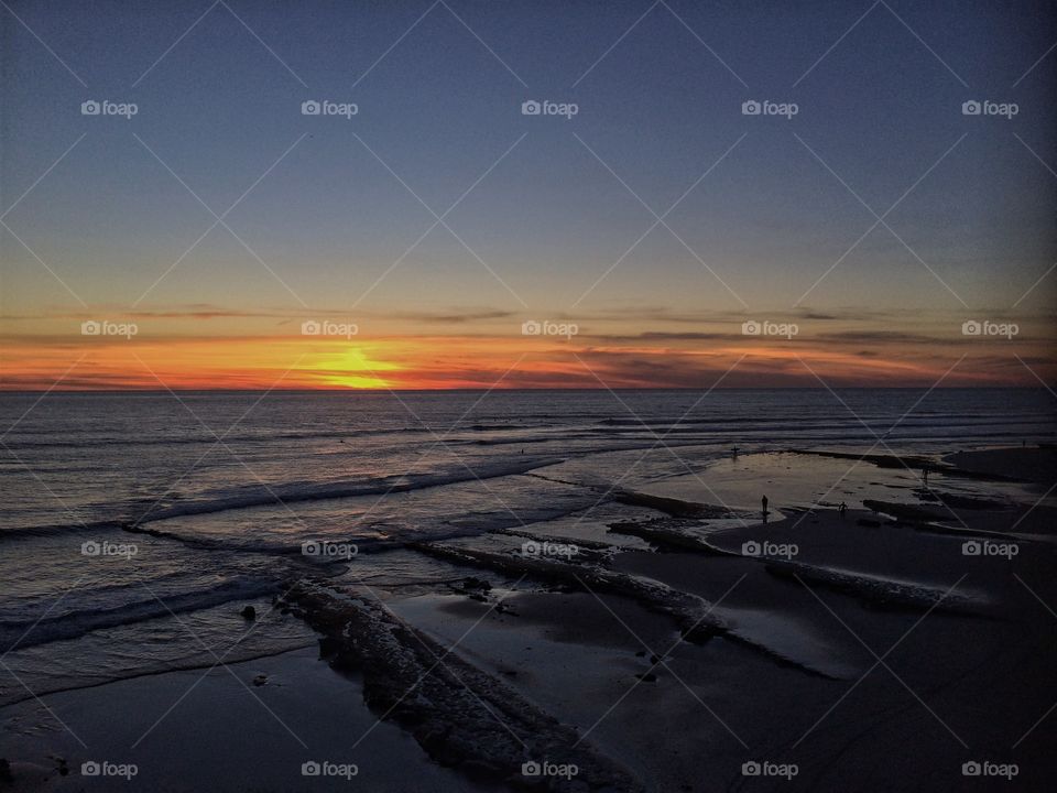 View of beach during sunset