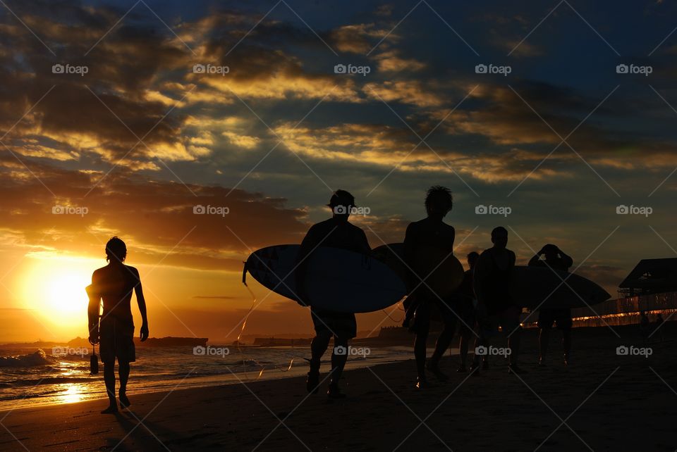 sunset and surfing