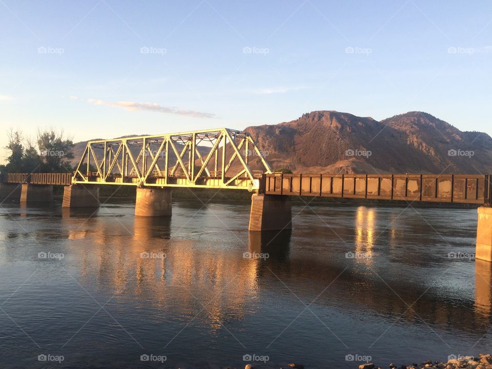 Train bridge over river 
