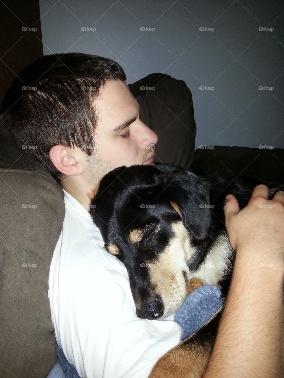 sleepy friends. mans best friend