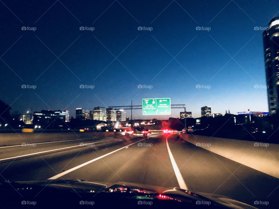 Atlanta Highway in the dark night