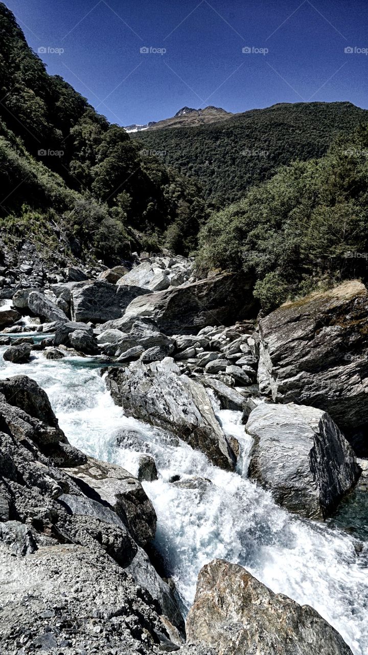 Scenic view of waterfall