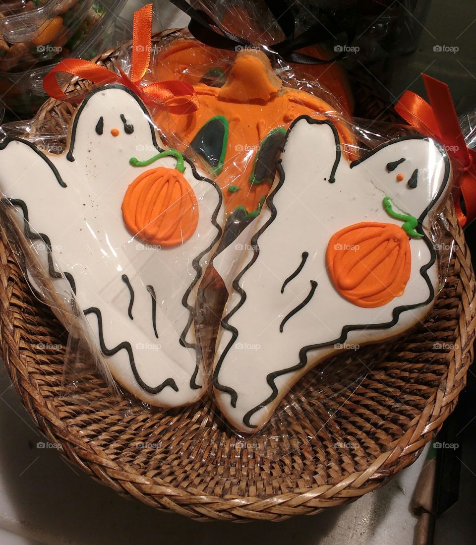 Halloween Cookies in a Basket