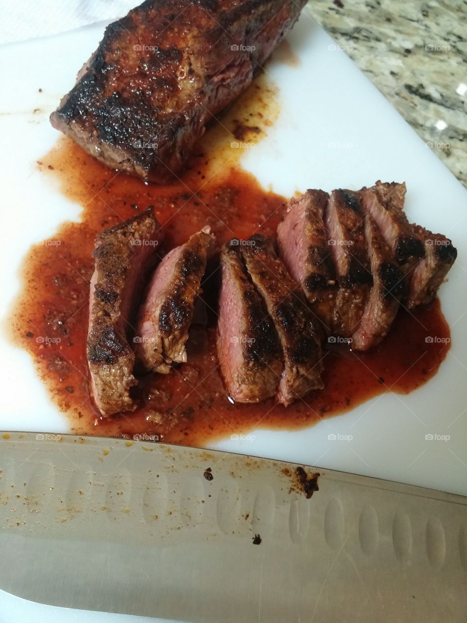 grilled steak resting