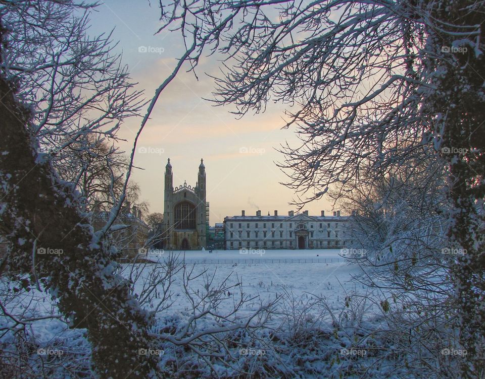 Kings College Chapel in the snow 
