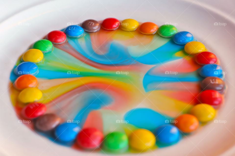 Playing with m&m's and water