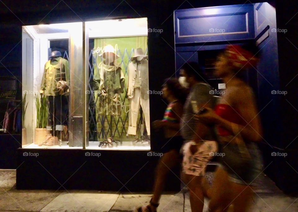 pedestrians at night