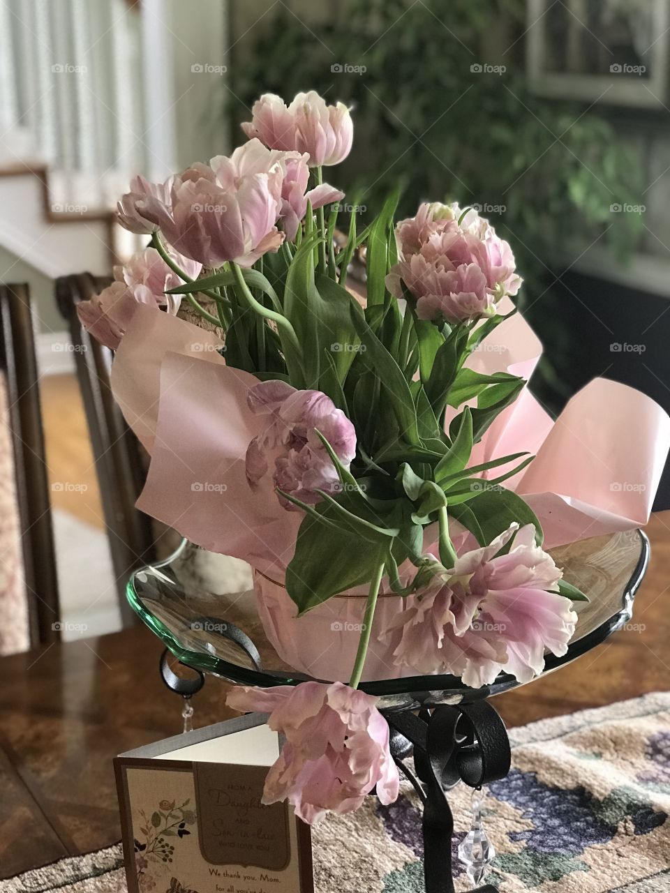 Luscious Pink tulips centerpiece 