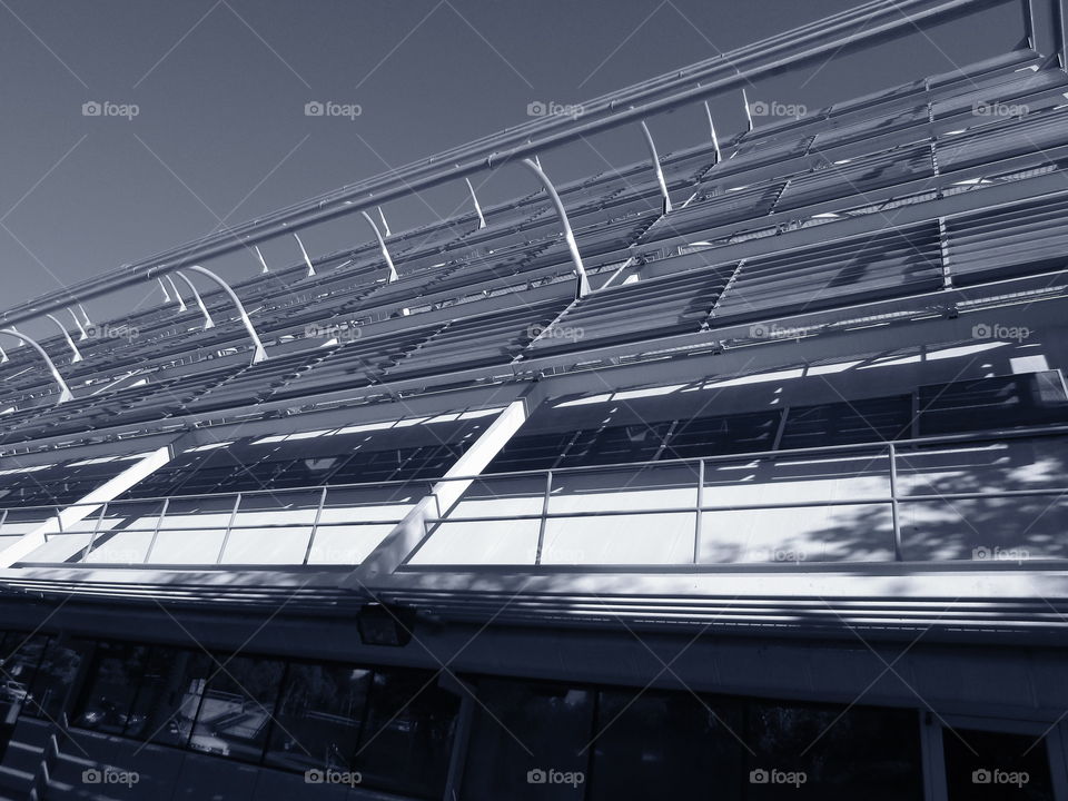 black and white architecture. in downtown Sacramento taking pictures