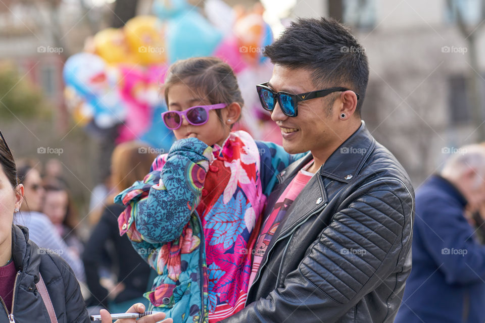 Chinese New Year. Father and Daughter 