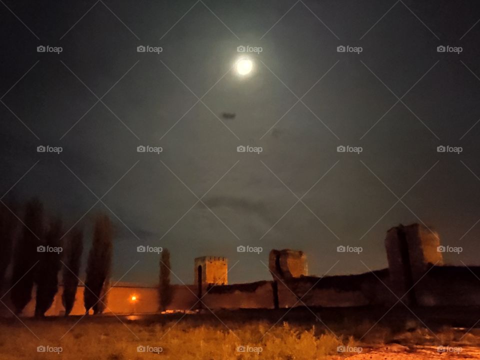Smederevo Serbia medieval fortress on moonlight