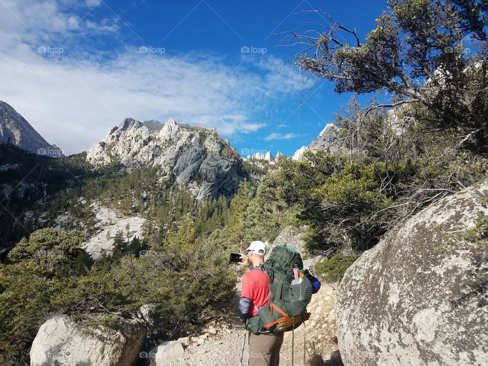 blue skies on the Whitney portal trail