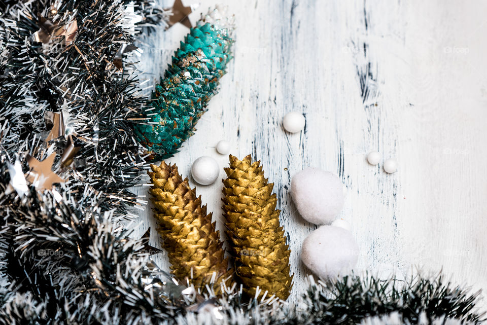 gold and white rustic Christmas background