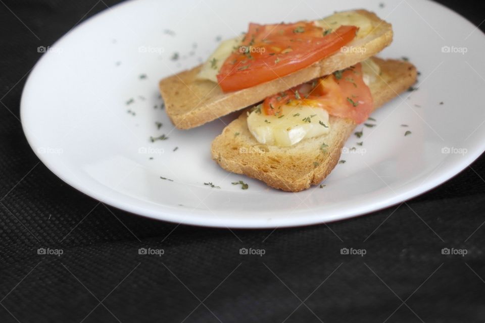 Tomato and cheese on toast 