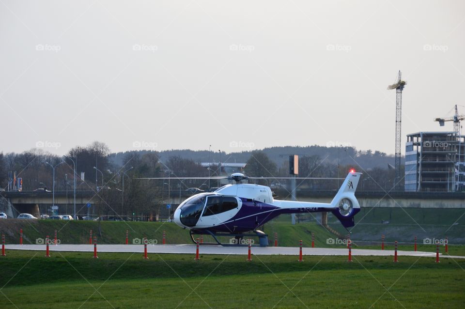 Close lookup at helicopter in Vilnius