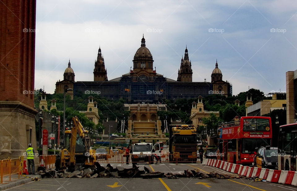 Barcelona Spain road works