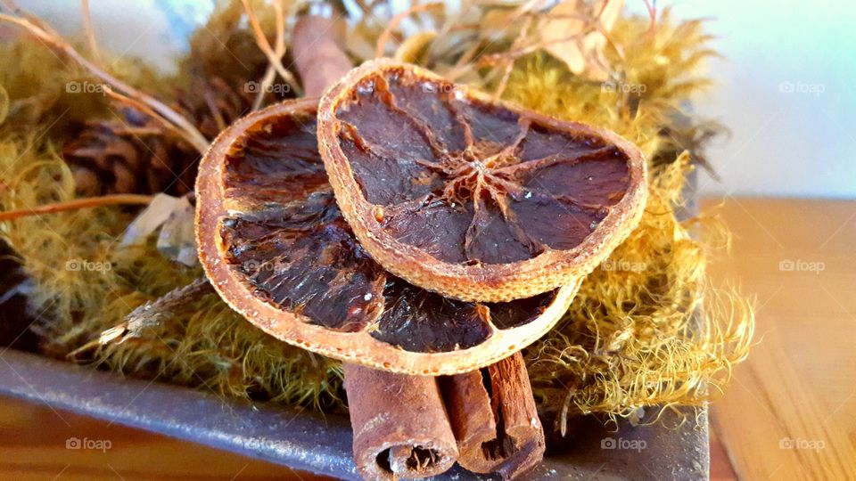 Dried orange and cinnamon