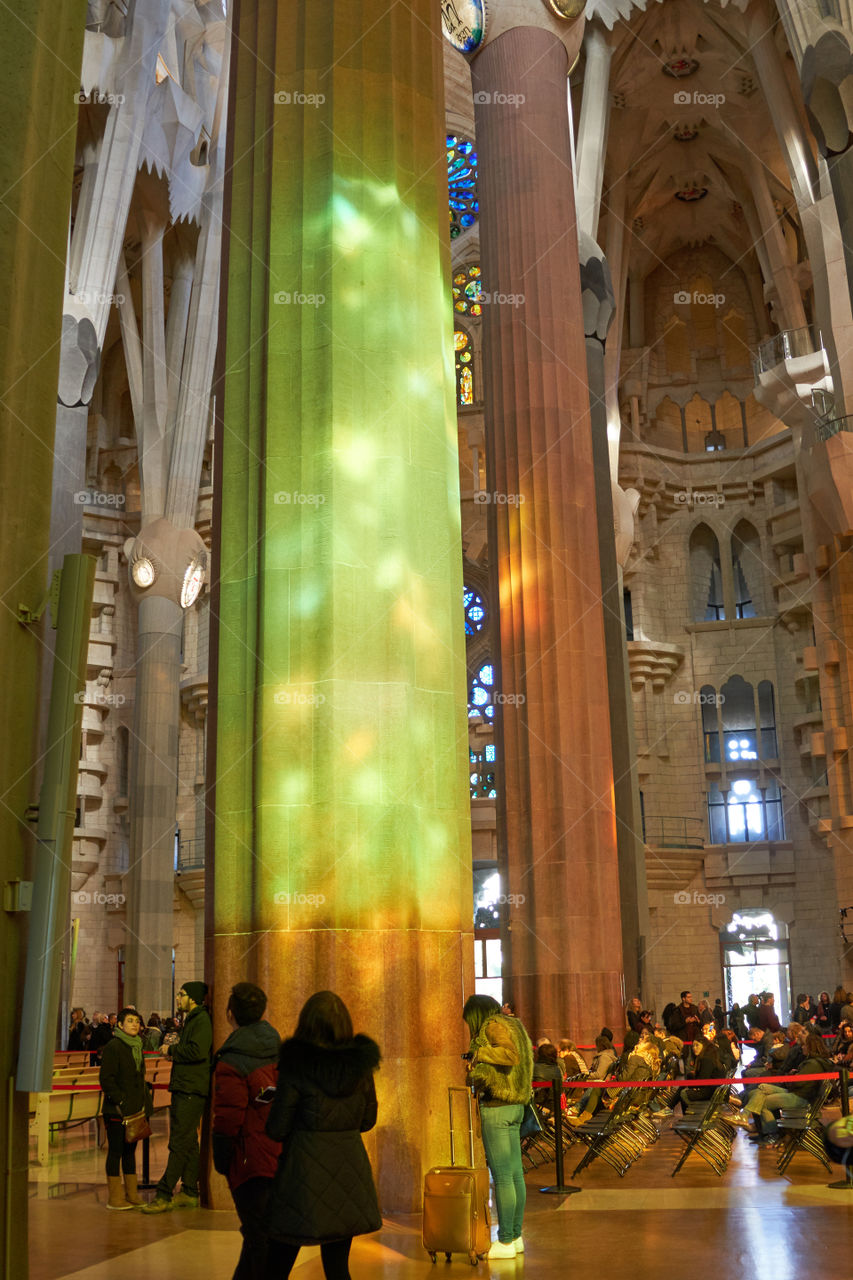 Sagrada Familia (Barcelona). Indoor Lights Winter Morning