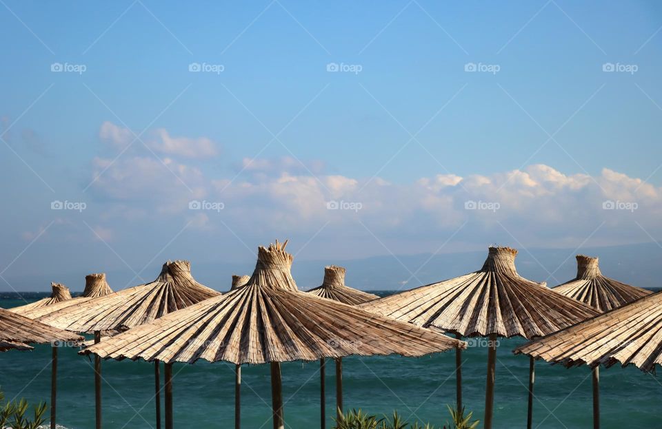 Straw parasols