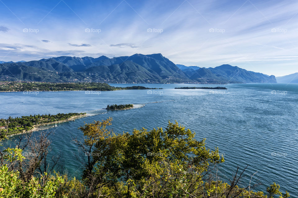 Amazing view from a path in the woods around the "Rocca di Manerba", lake Garda, Italy.