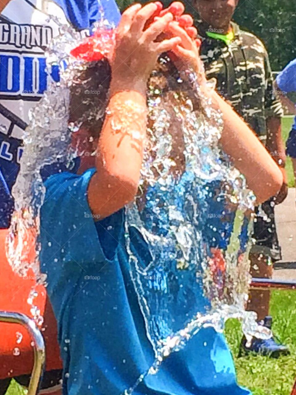 Water balloon in face 