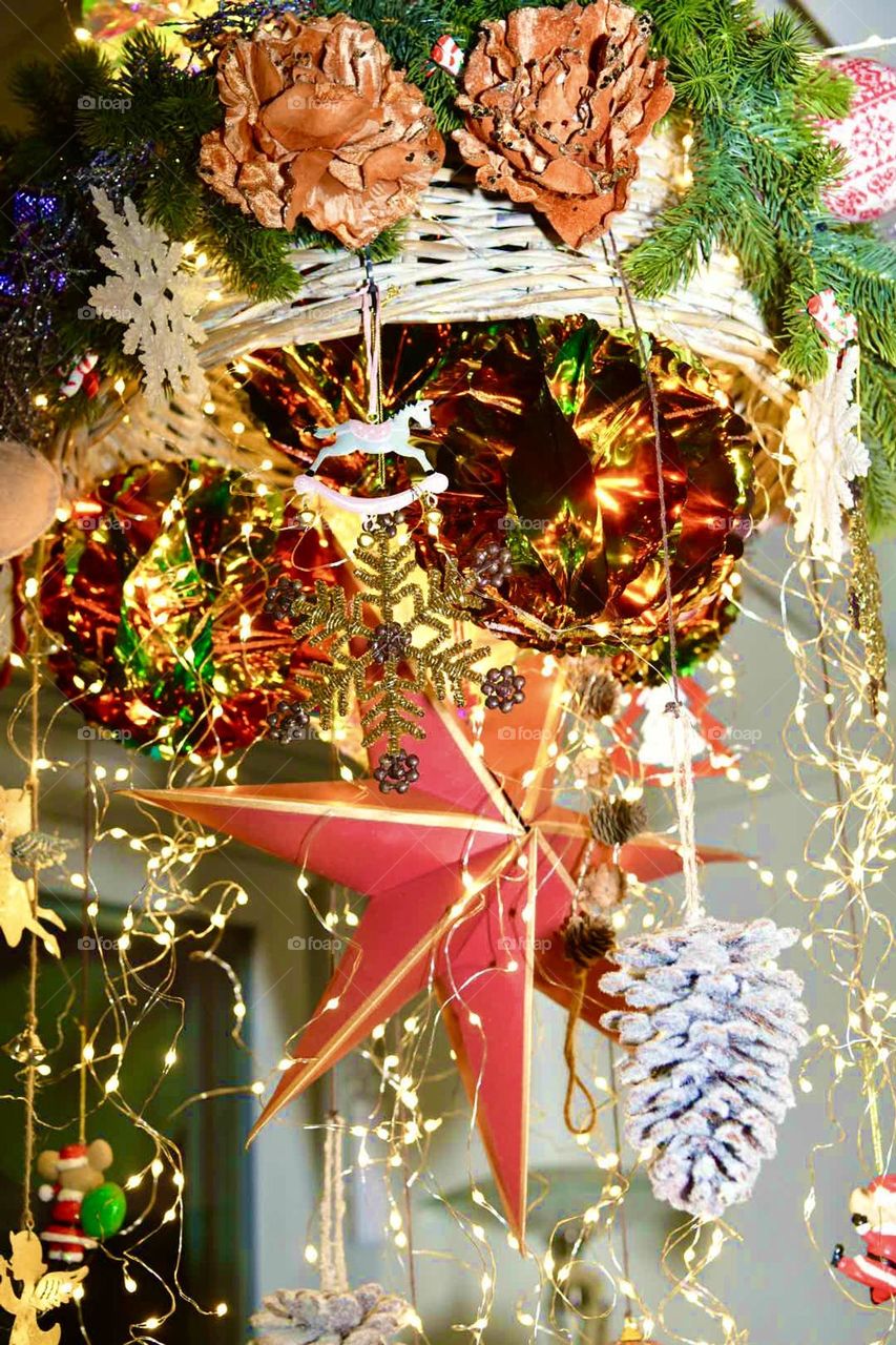 festive christmas, new year winter time.  time for gifts and decorations for the new year.  beautiful home decor