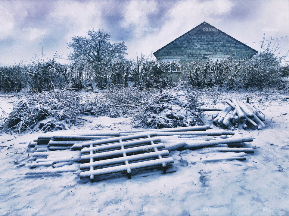 A snowy scene in rural France - January 2019