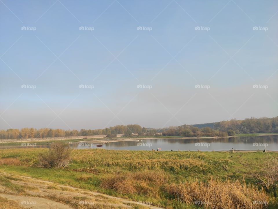 Kovin Serbia river Danube canal and nature Reserve in Banat in sunset