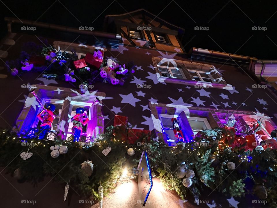 Christmas Decorations, House, Riquewihr, France