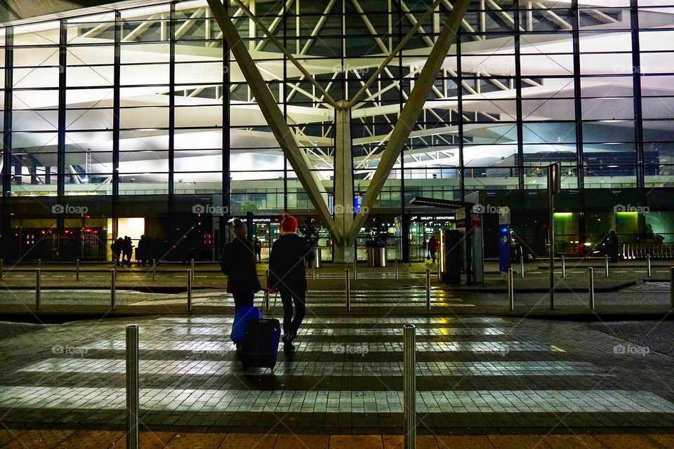 Rectangle Mission ... zebra crossing rectangles on the road and rectangular shaped windows approaching Lech Walesa Airport Terminal building 