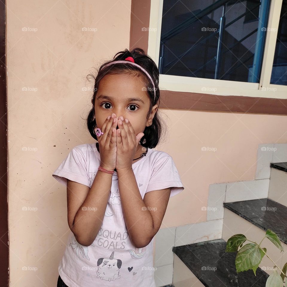 surprised expression.