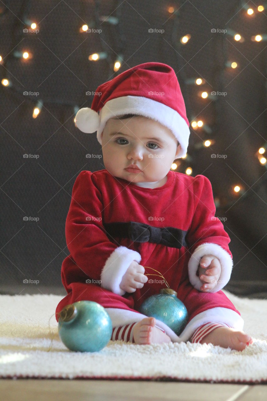 Portrait of baby with santa hat