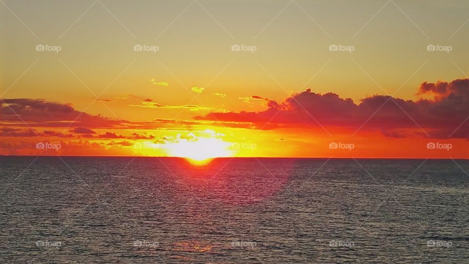 Bright sunset over carribean