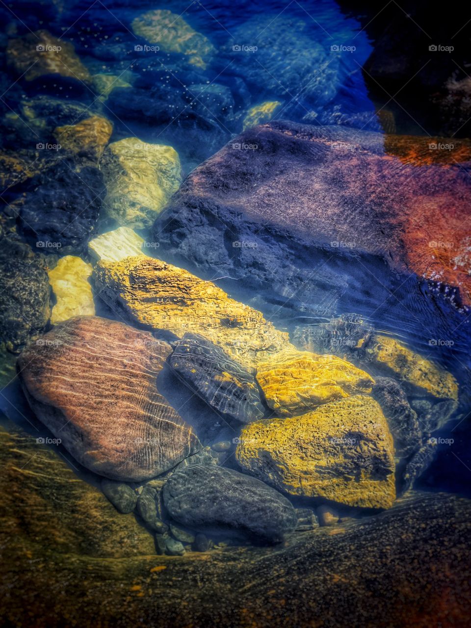 Rocks under water
