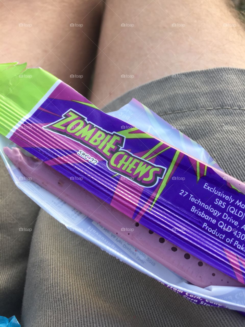 Zombie chews wrappers