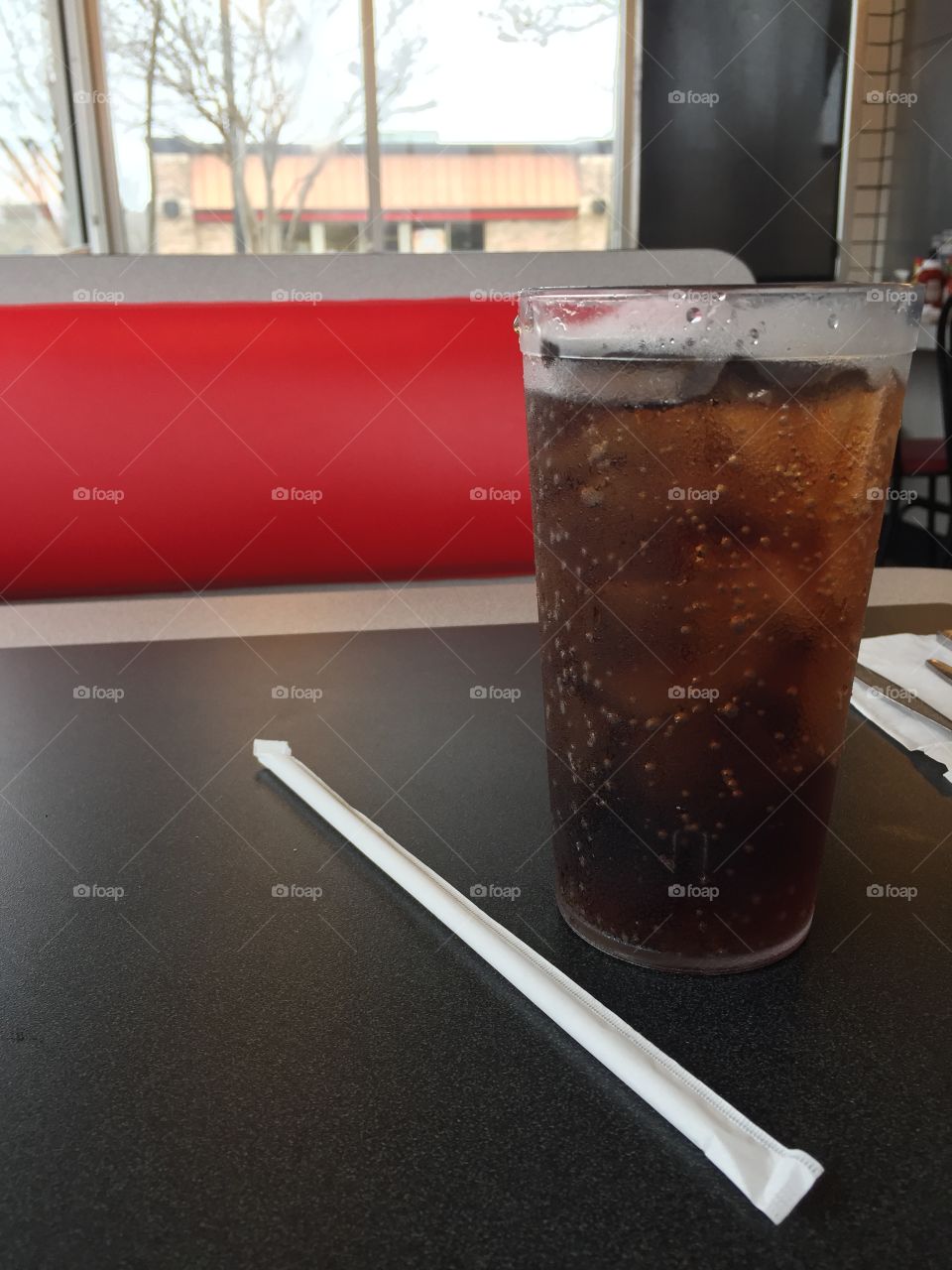 Ordering a soda at the restaurant