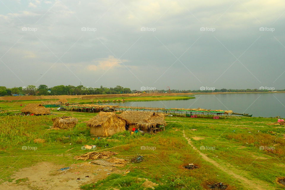 Mandalay sunset bridge Myanmar