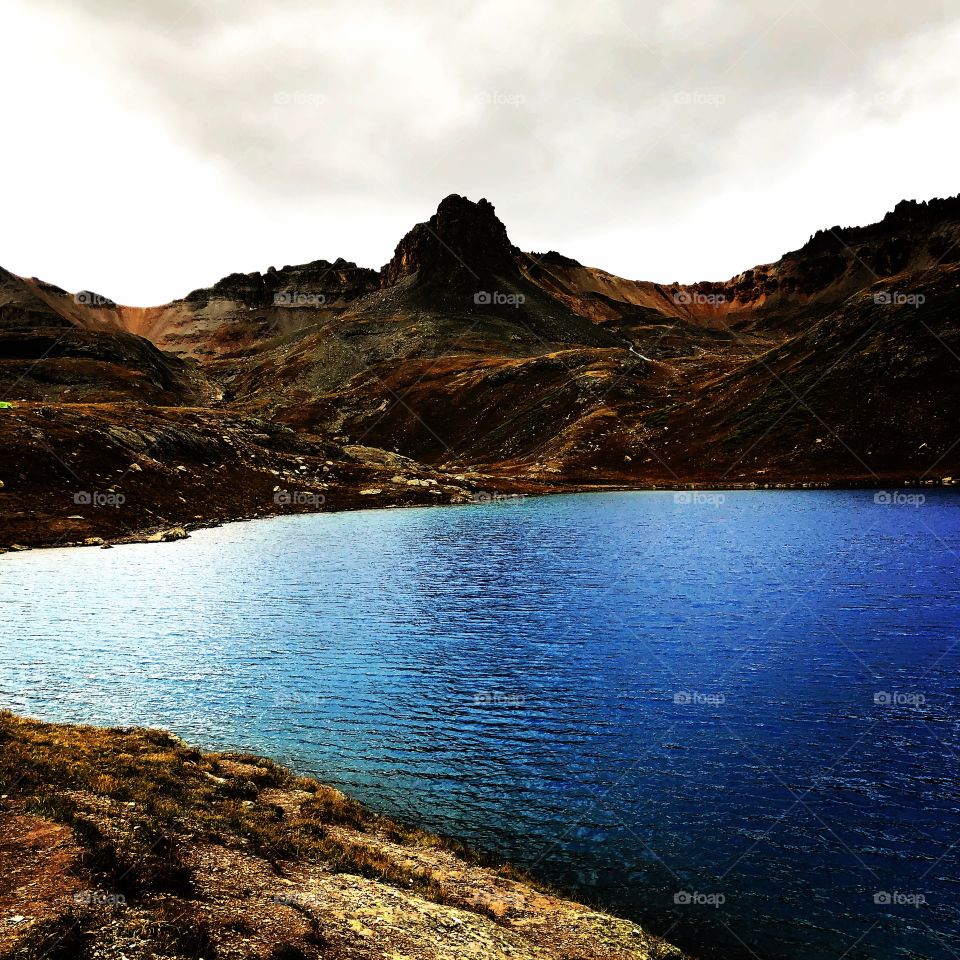 Natural blue high altitude lake