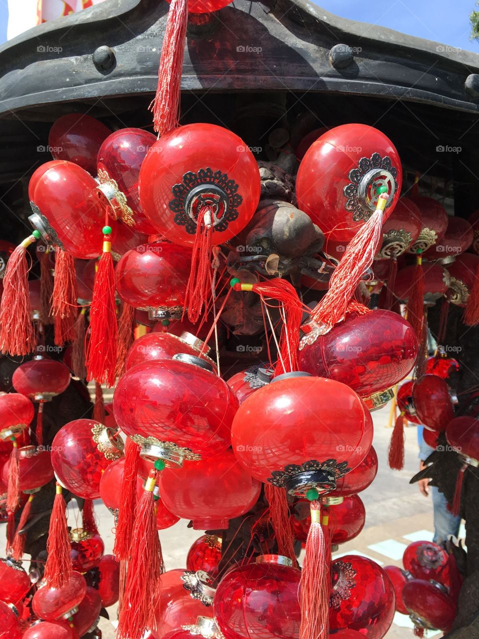 Red plastic china lamp