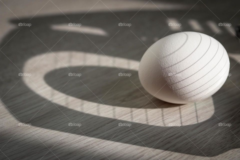 White egg with shadows playing on it