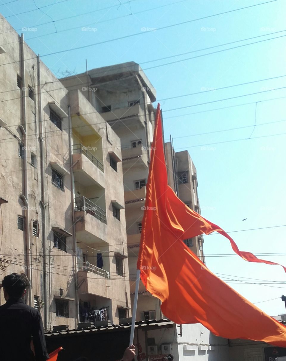 Flag, City, Administration, Building, People