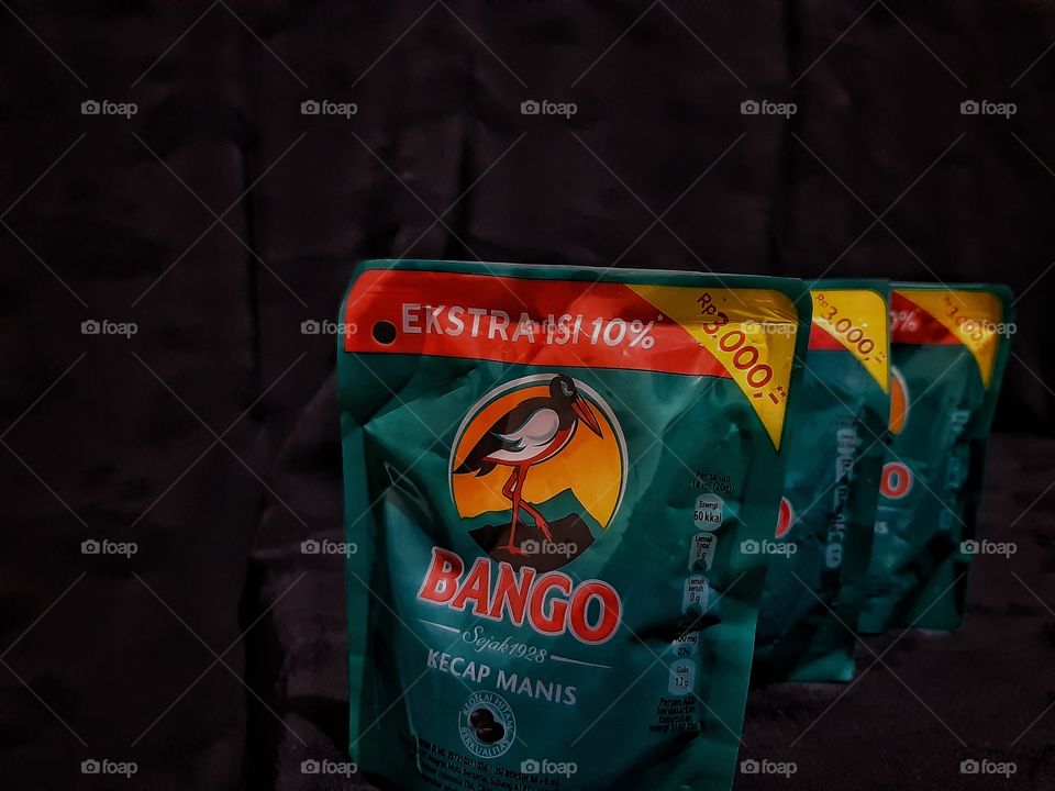 A packaging of Indonesian ketchup sauce from a brand known as "Bango".